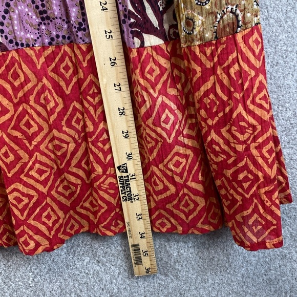 Boho maxi skirt 3X gauze cotton colorful festive hippie patchwork broomstick - Picture 4 of 7